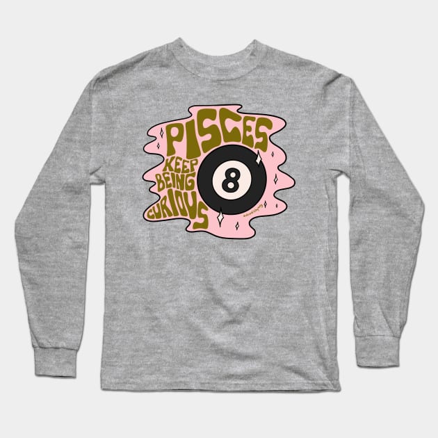 Pisces Magic 8 Ball Long Sleeve T-Shirt by Doodle by Meg